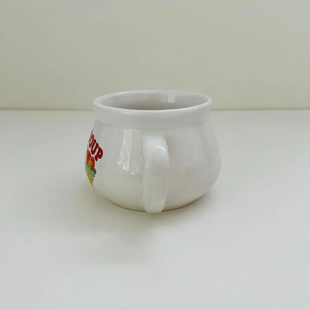 DAT'L DO-IT White Ceramic Retro Tomato Soup Recipe Graphic Mug Bowl
